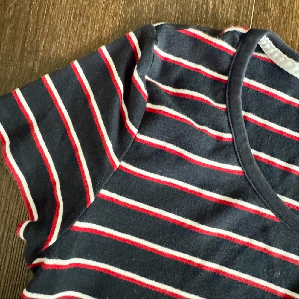 Tommy Hilfiger Striped Tee | Navy Red White | Size XL - Picture 3 of 4